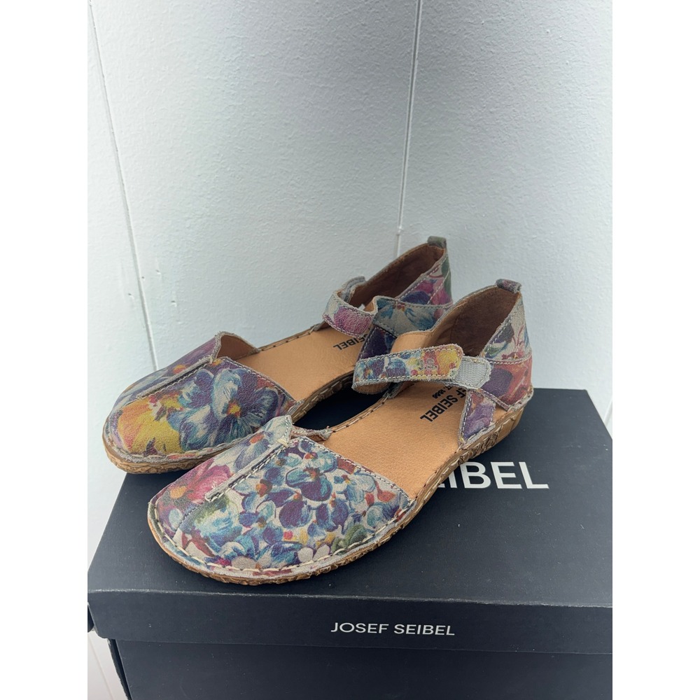 Josef Seibel Rosalie 13 Floral Leather Sandals Multicolor Flats 271573 Size 38